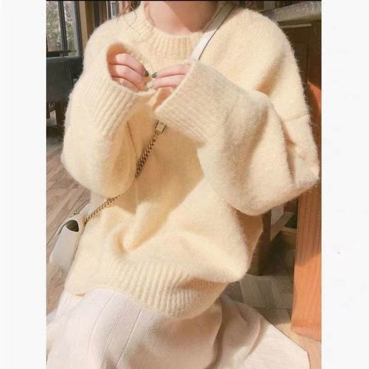 Kvinnenes Oversized Strikkegenser med Ribbede Detaljer Skjora