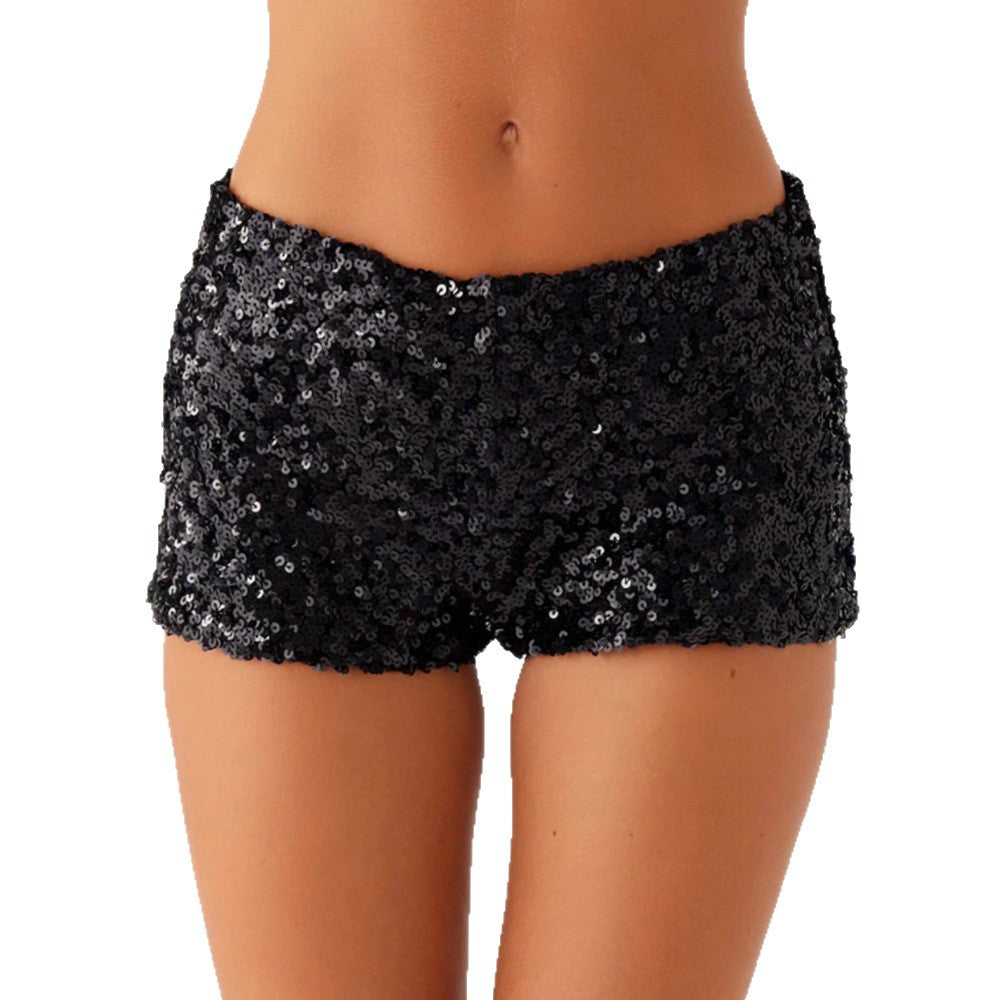 Dame Glitrende Shorts med Trendy Snitt og Elastisk Livlinje Skjora