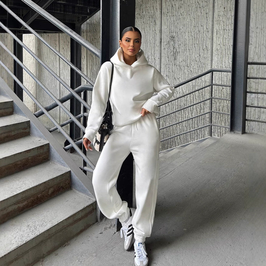 Dame Casual Hettegenser og Joggedrakt med Elastisk Liv og Oversized Snitt