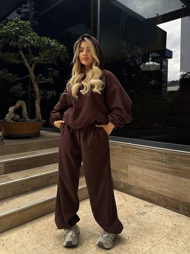 Damer koselige og stilige loungewear-sett med hette Skjora