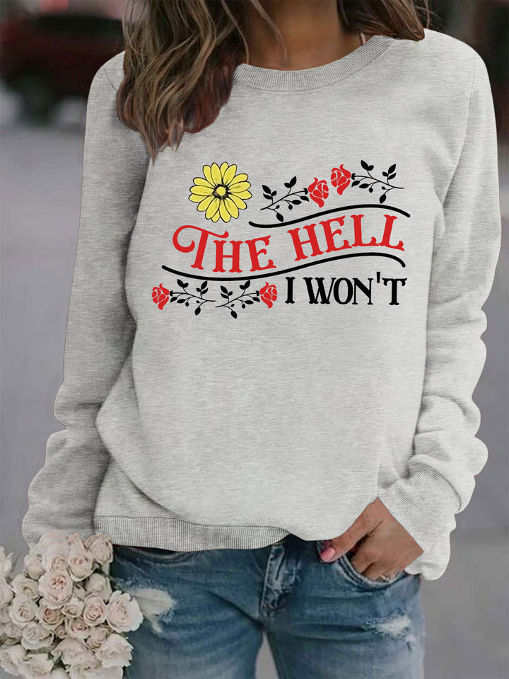 Kvinne sweatshirt med lekent motiv og komfortabel passform Skjora