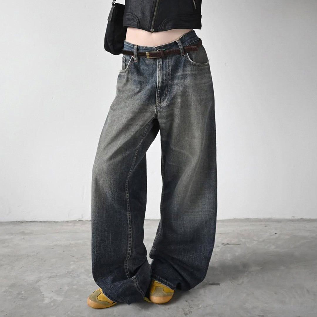 Dame størrelse Denim jeans i avslappet Chino stil med høy midje Skjora