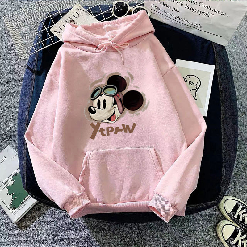Dame hette hettegenser med kreativt Mickey Mouse-motiv Skjora