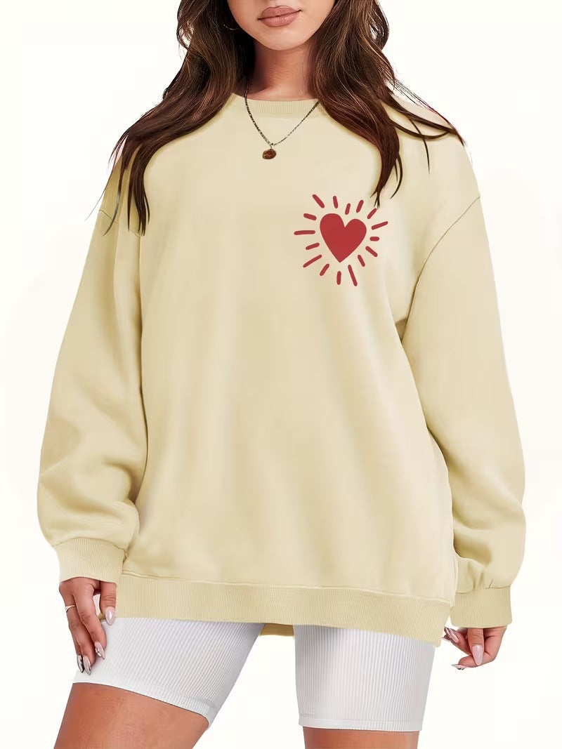 Dames sweatshirt med casual hjerte-motiv og oversized passform Skjora