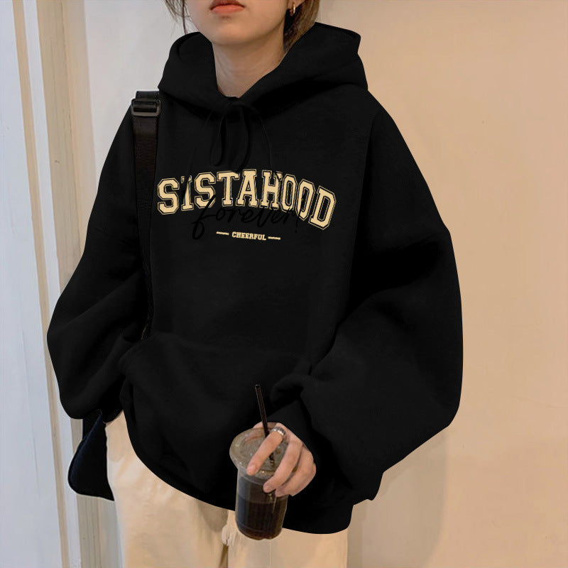 Dame hoodie med kreativ tekstopplevelse og avslappet oversized passform
