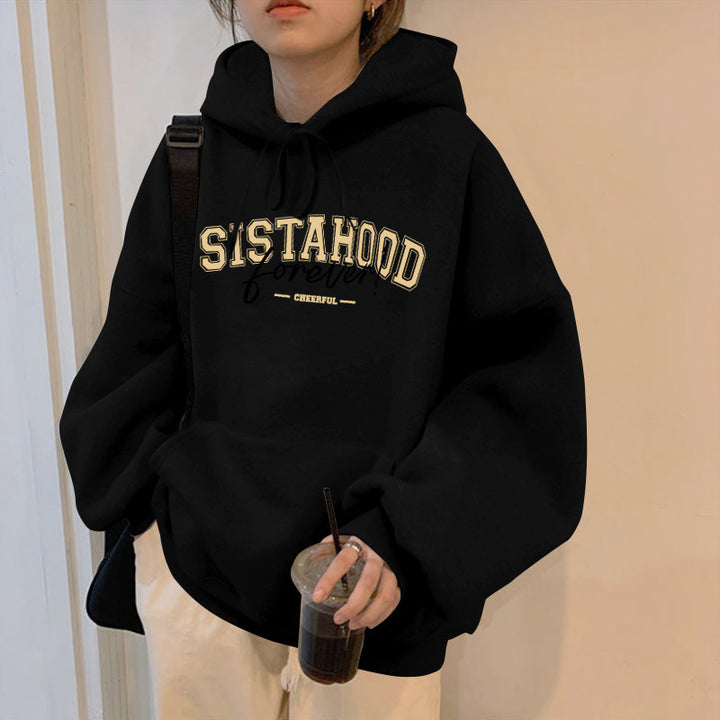 Dame hoodie med kreativ tekstopplevelse og avslappet oversized passform