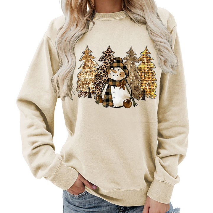 Dame sweatshirts med kreativ snømanndesign og myk fôr Skjora