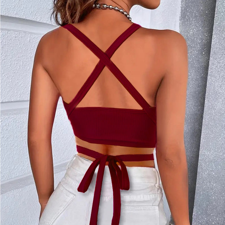 Damer flette Crop-Top med figursydd design Skjora