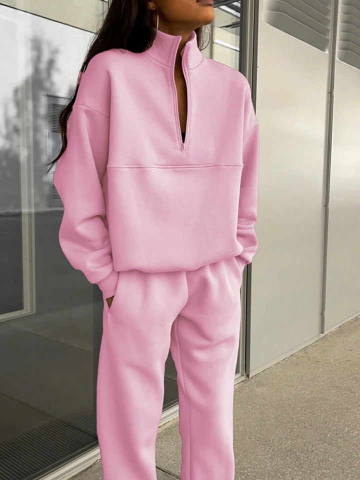 Dame sweatshirt og joggebukse sett med moderne stående krage Skjora