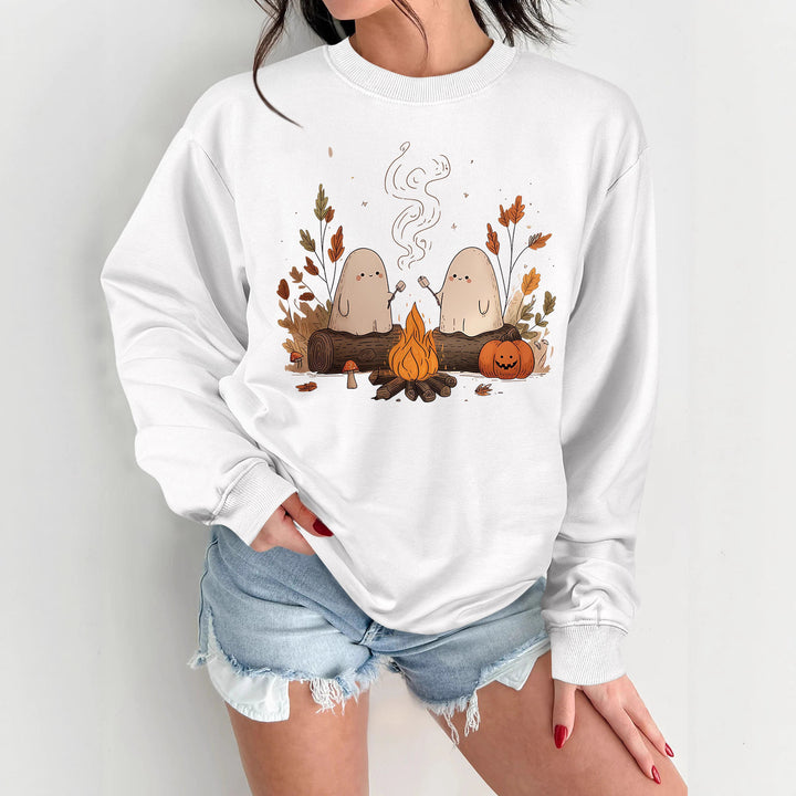 Dame sweatshirt med leken skummel motiv og komfortabel passform Skjora