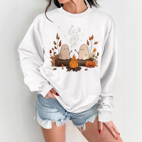 Dame sweatshirt med leken skummel motiv og komfortabel passform Skjora