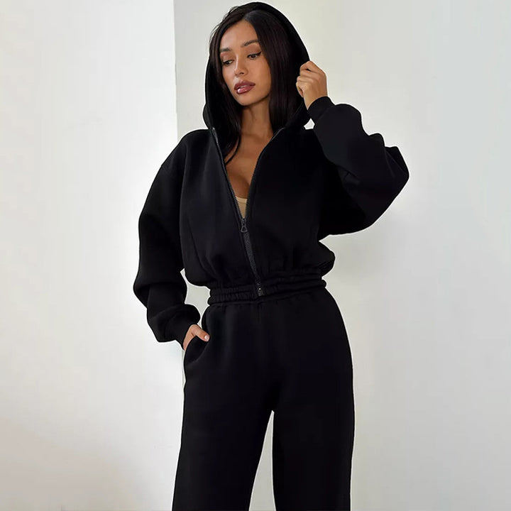Dame Oversized Hoodie med sporty snitt og elastisk midje Skjora