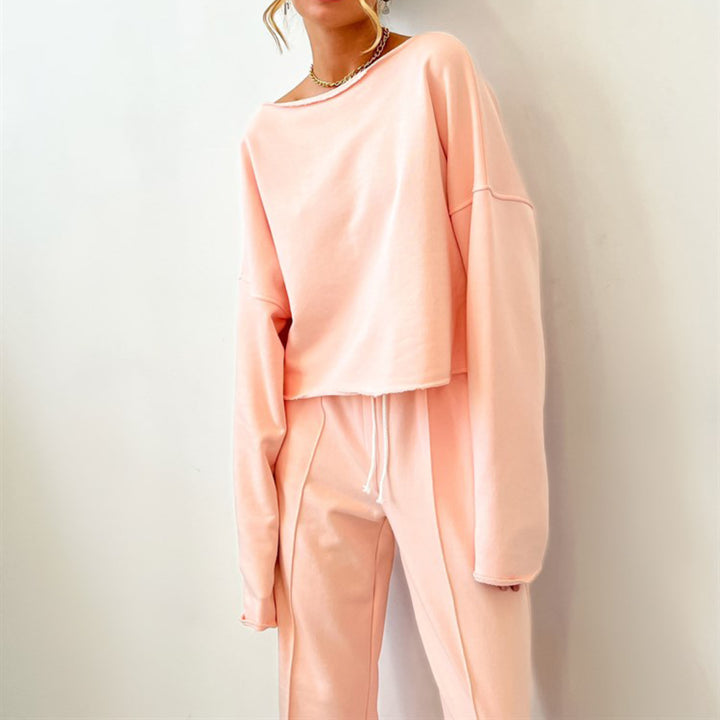 Dame avslappet joggedress med cropped topp og vide bukser Skjora