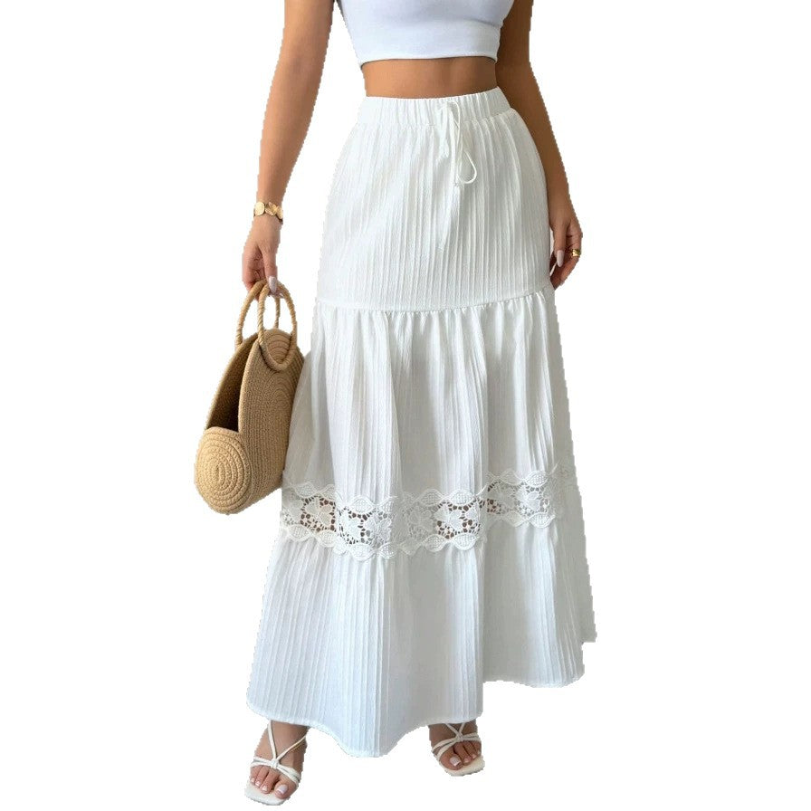 Dame Crop-Top og Maxi-Rock Sett med Volangdetaljer Skjora