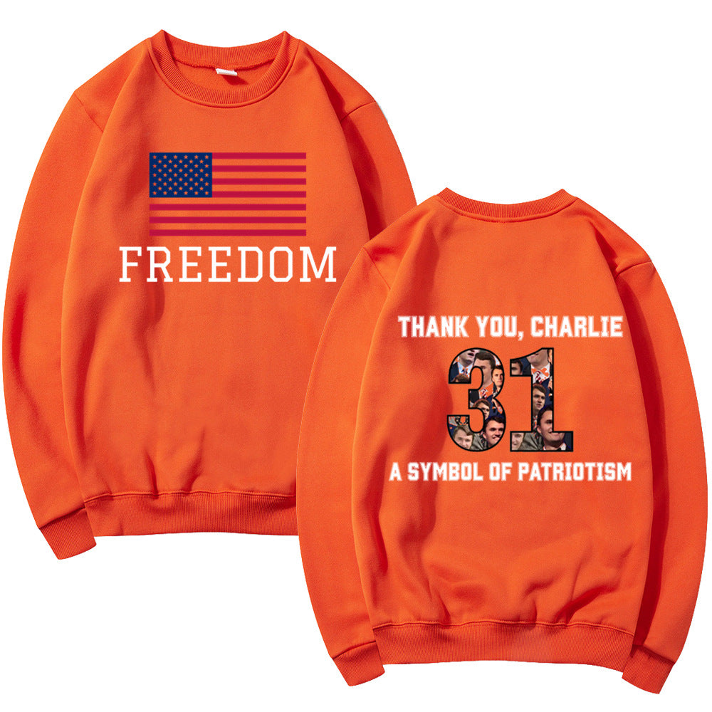 Kvinnesweatshirt med patriotisk trykk og mykt materiale Skjora