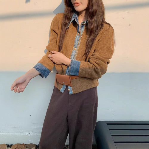 Dames fashionable cardigan med innovativ krage og elegante knappdetaljer Skjora