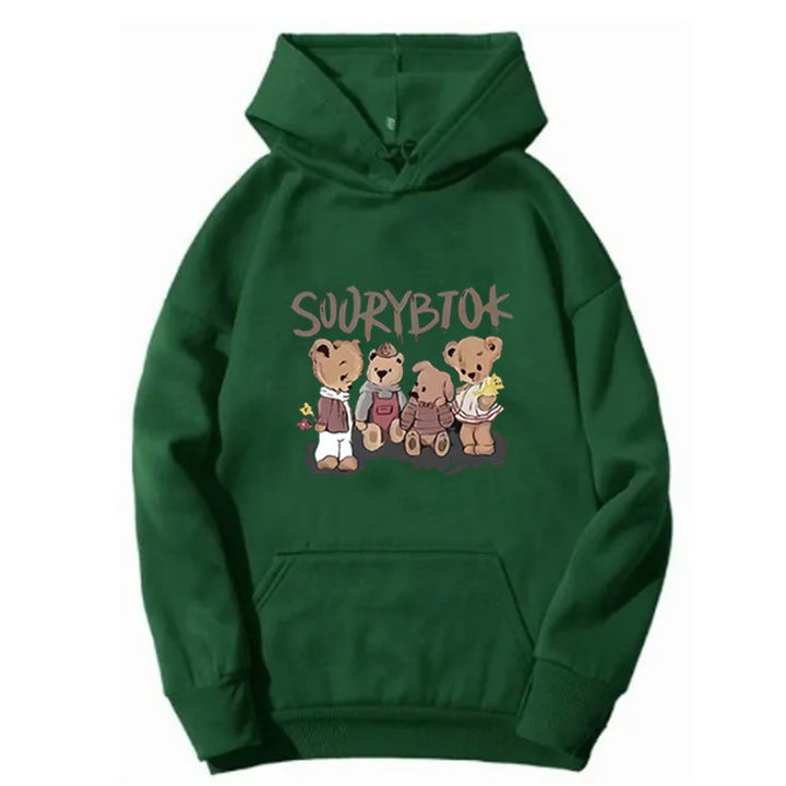 Damen Kapuzenpullover mit verspieltem Bärenmotiv Skjora