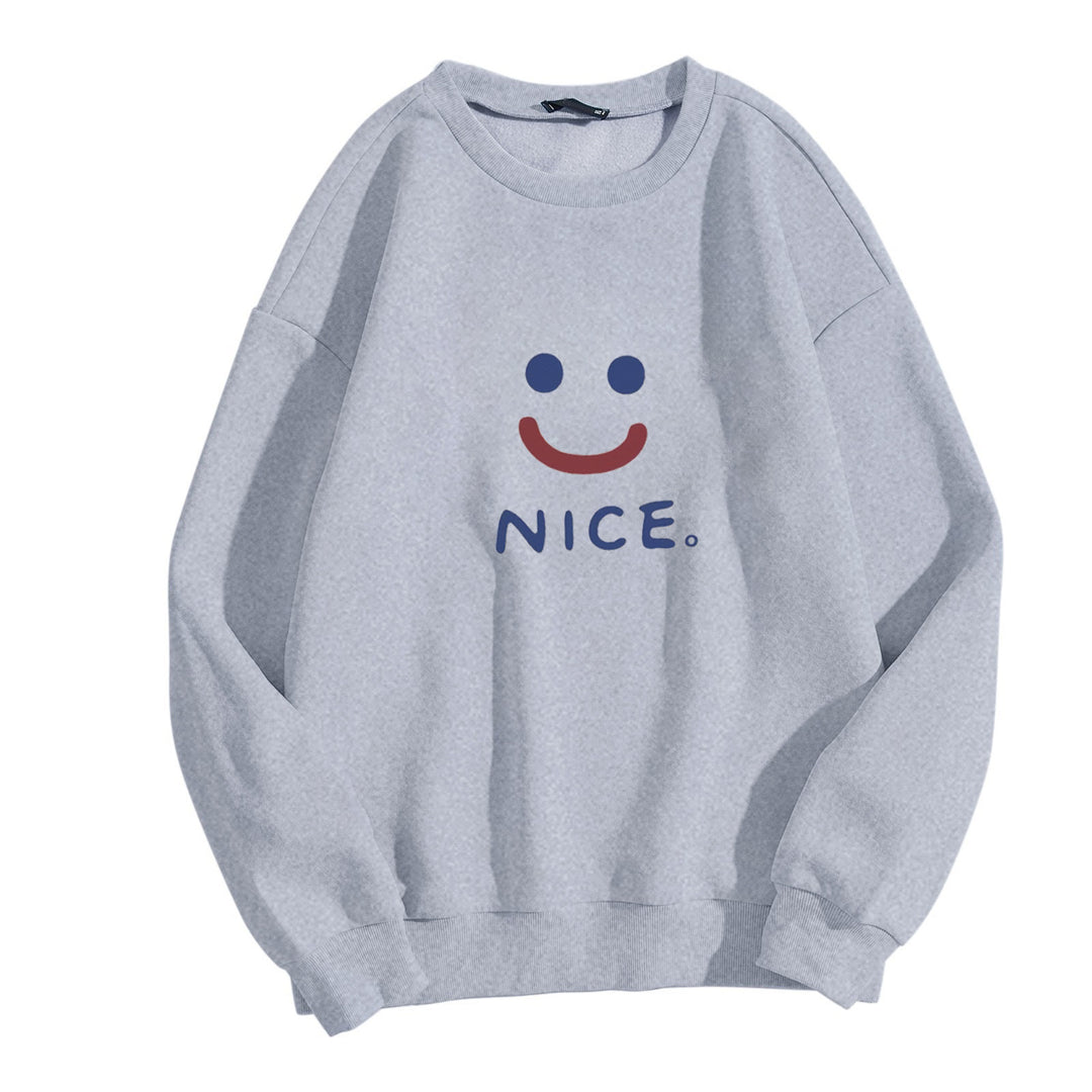 Damer uformell sweatshirt med gledelig smile-motiv Skjora