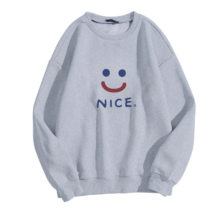 Damer uformell sweatshirt med gledelig smile-motiv Skjora