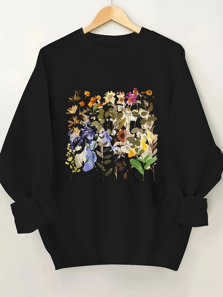 Dame sweatshirt med blomsterdesign og komfortabel passform Skjora