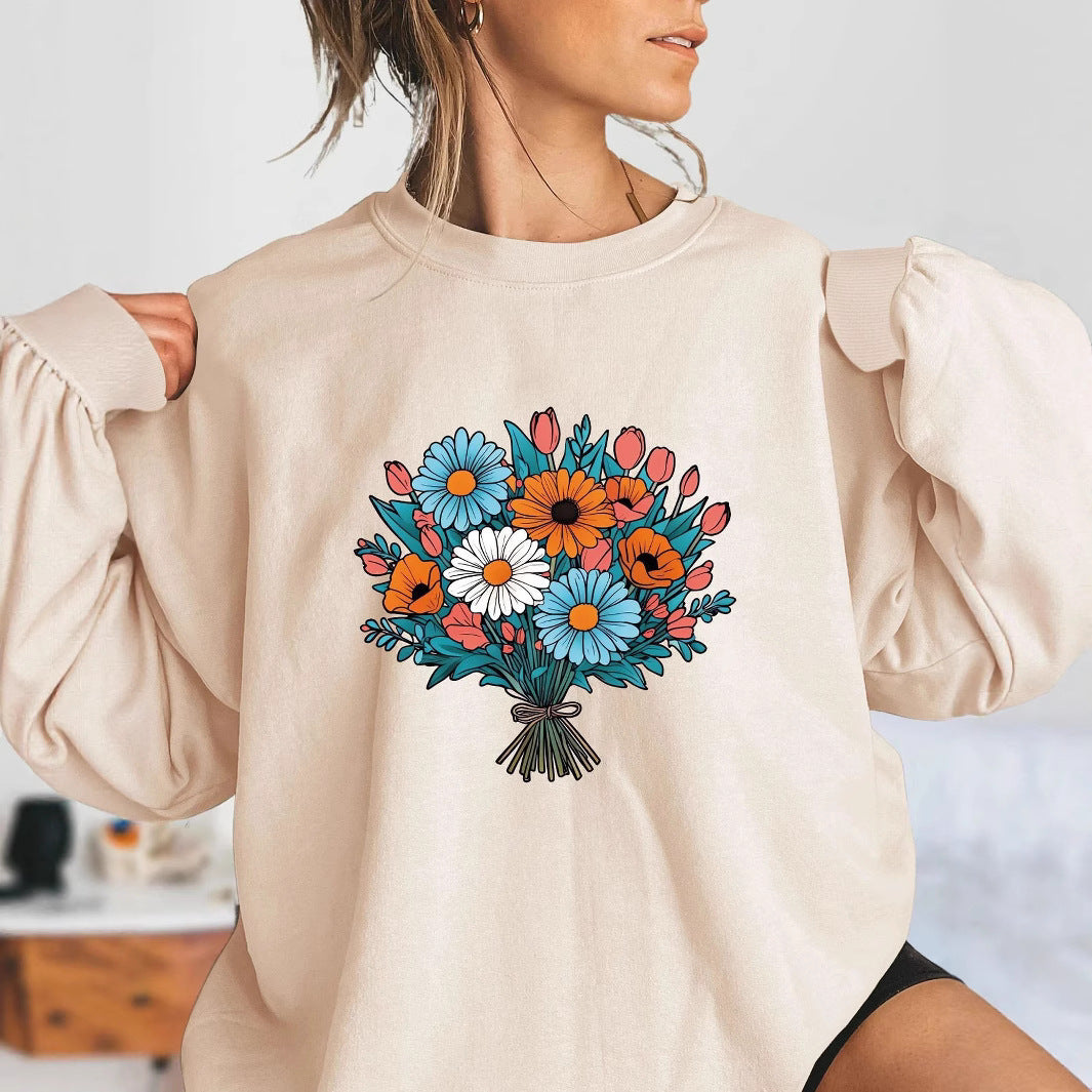 Damer Oversized Sweatshirt med florale grafikkdetaljer Skjora