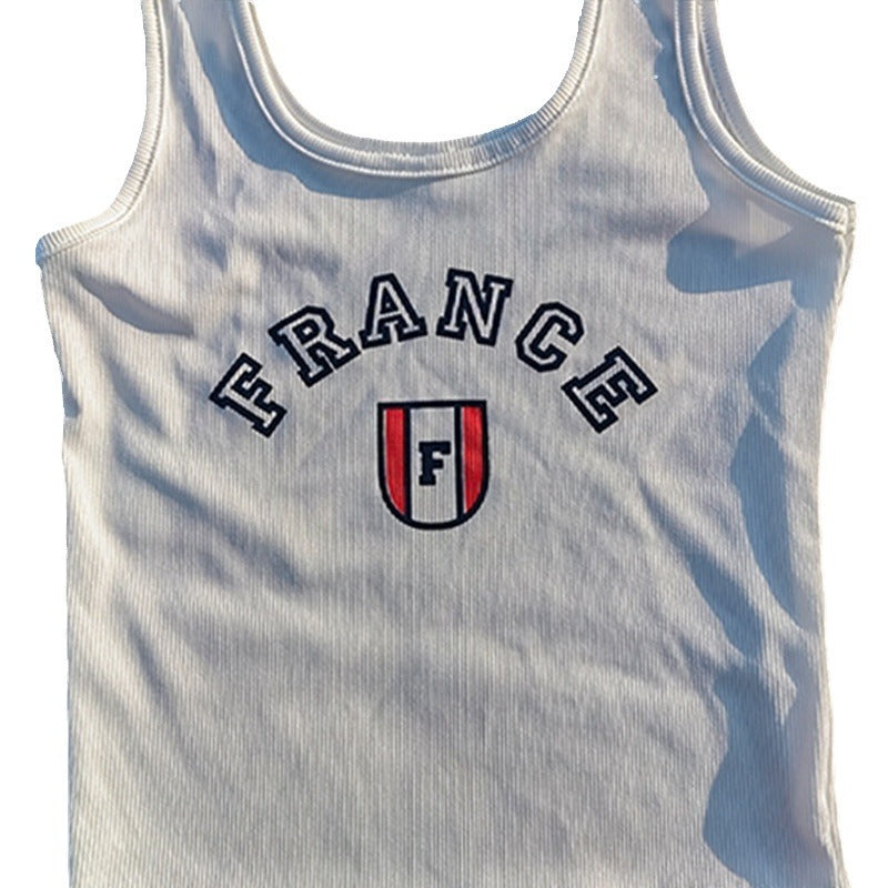 Dame tanktop med sporty Frankrike-design og komfortabel passform Skjora