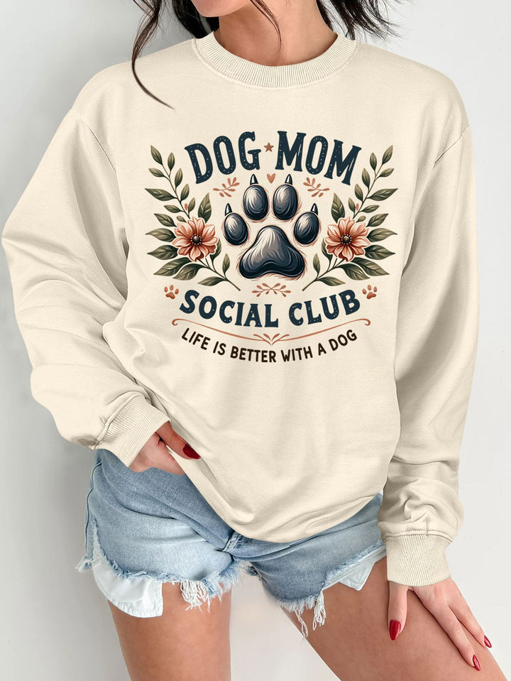 Kvinne sweatshirt med trendy hundemotiv og forbedret trykk Skjora