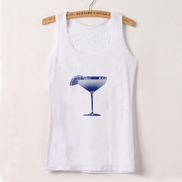 Damer cropped T-skjorte med friskt cocktailmotiv Skjora