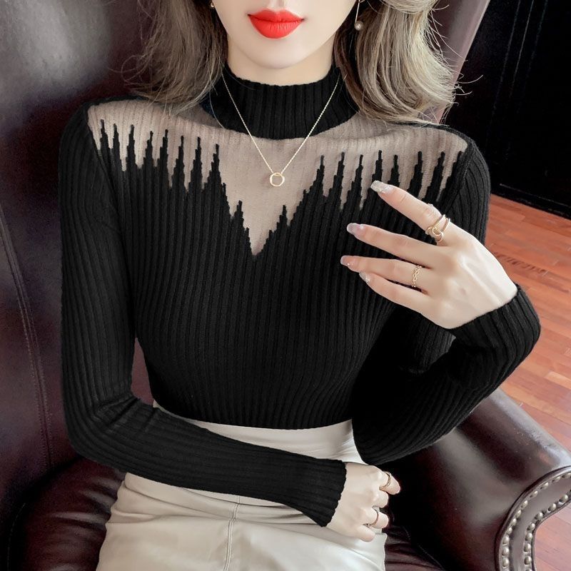 Kvinnenes elegante genser med transparente accenter Skjora