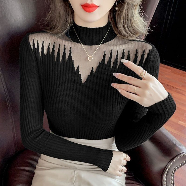 Kvinnenes elegante genser med transparente accenter Skjora