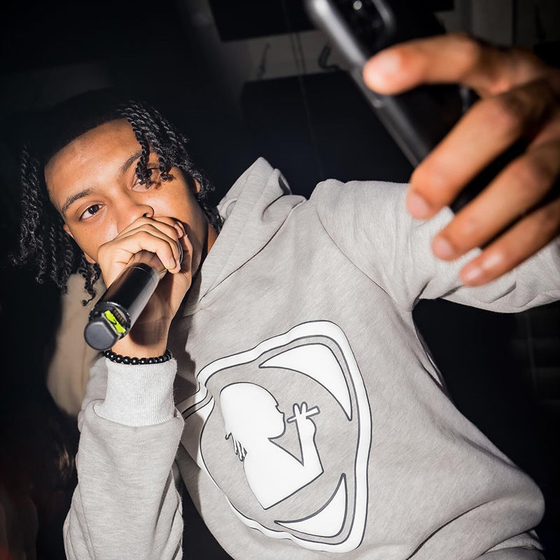 Hoodie for menn med reflekslogo Skjora