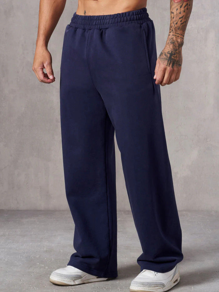 Herre Baggy Joggebukser med Elastisk Liv og Lommer på Siden Skjora