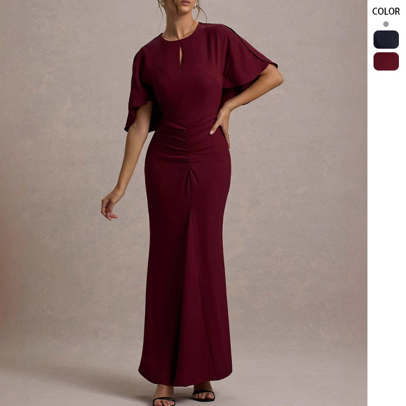 Damer Elegant Kveldsdrakt med Voluminøse Ermer og Sofistikert Innpakket Detalj