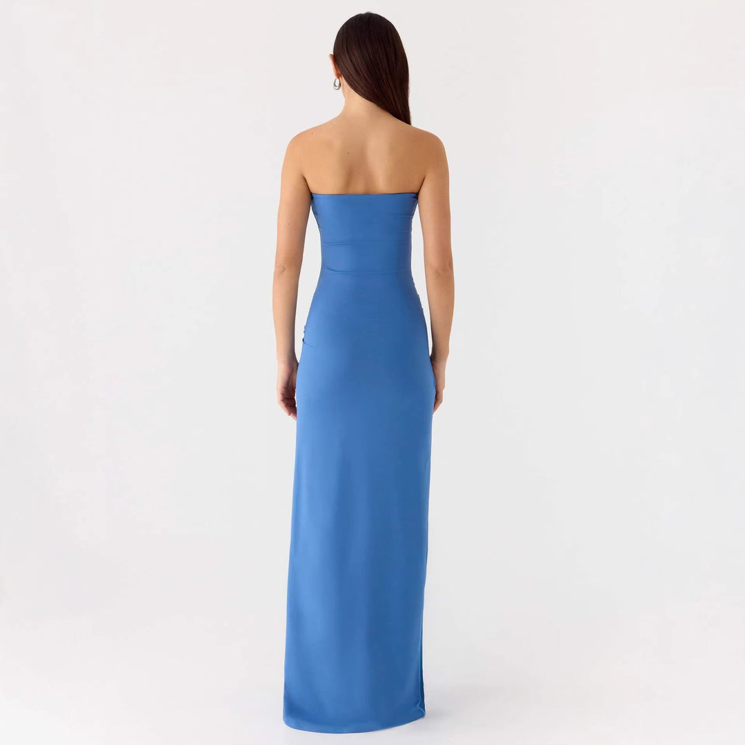 Dame Strapless Maxikjole med elegant innpakningsdetalj Skjora