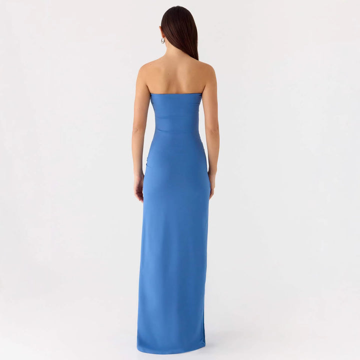 Dame Strapless Maxikjole med elegant innpakningsdetalj Skjora