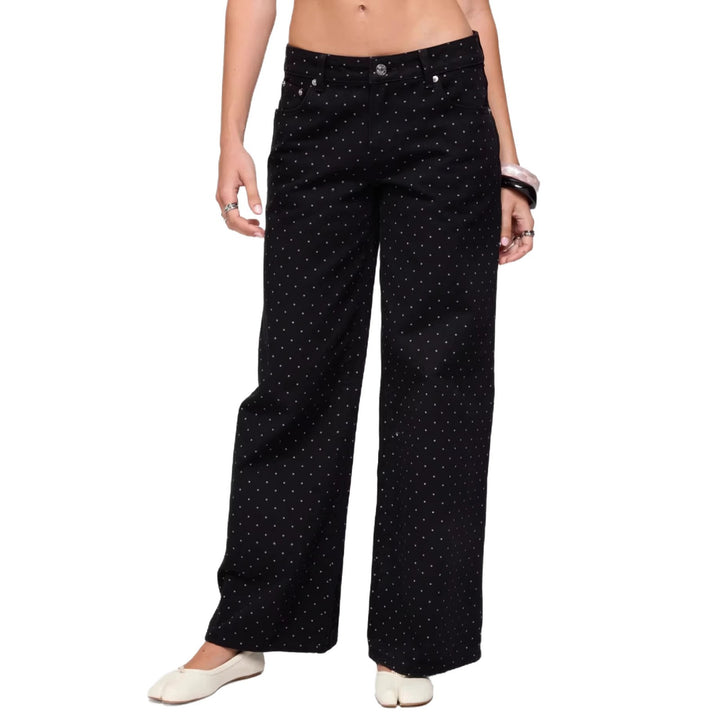 Dame vide Denim-jeans med polka-prikker Skjora