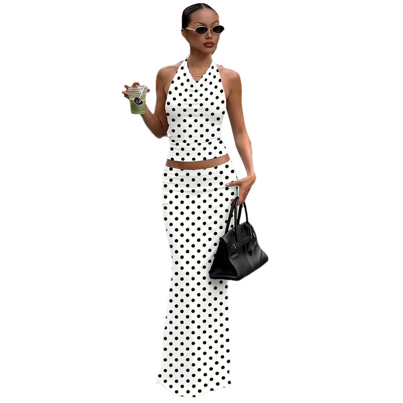 Dame Polka Dots Maxikjole Sett Skjora
