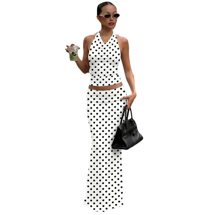 Dame Polka Dots Maxikjole Sett Skjora