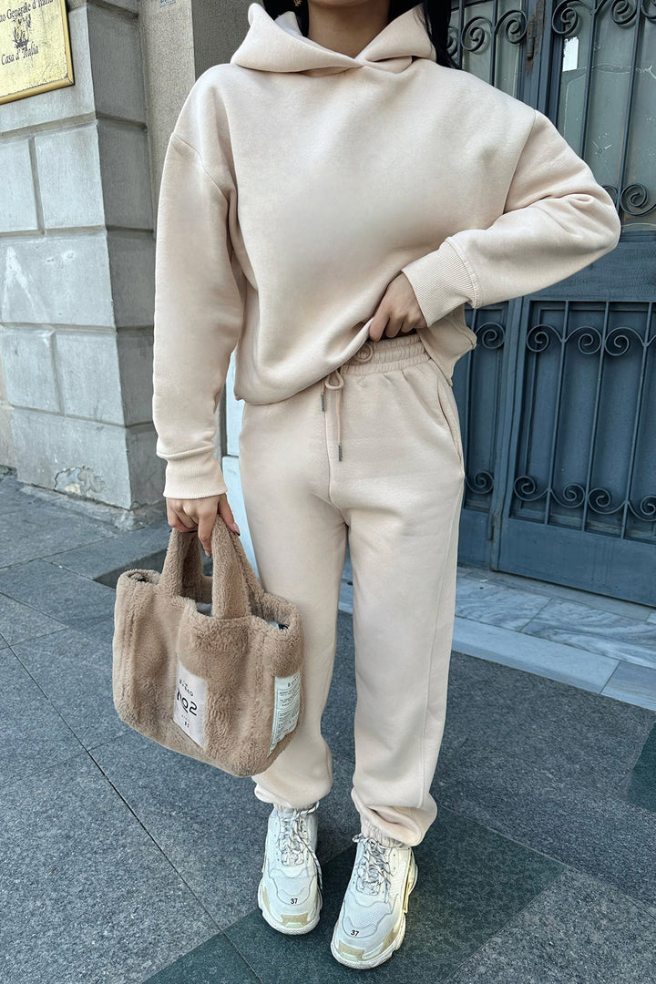 Dame Casual Hettegenser og Joggedrakt med Elastisk Liv og Oversized Snitt
