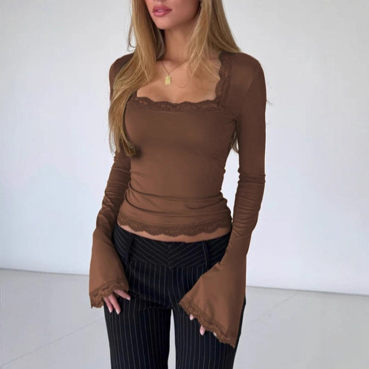 Dame Langermet skjorte med delikat blonder detaljer Skjora