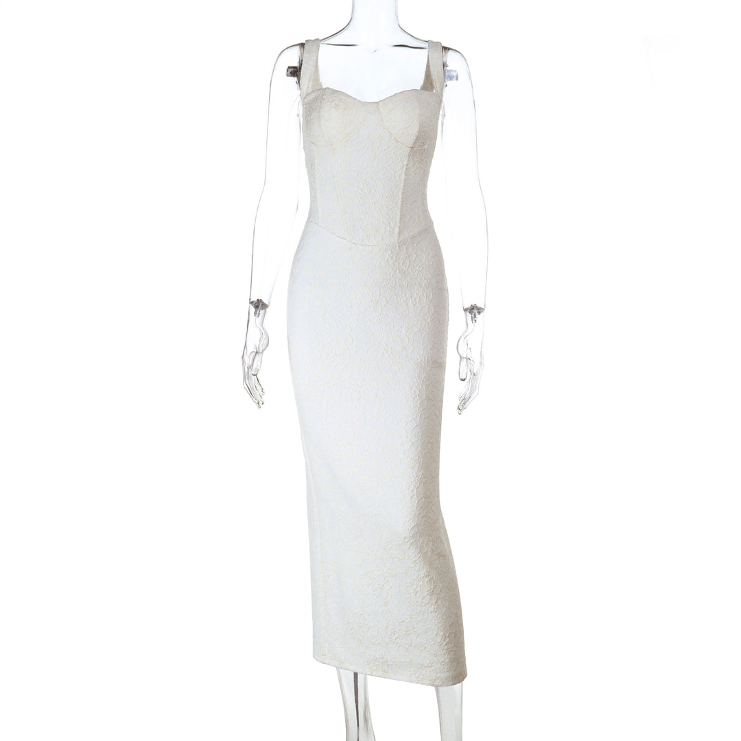 Damer elegant lang kjole med innsvingt silhuett og forførende bustier Skjora