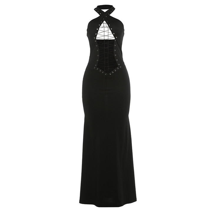 Dame Elegant Maxi-Kjole med raffinerte snøring design Skjora