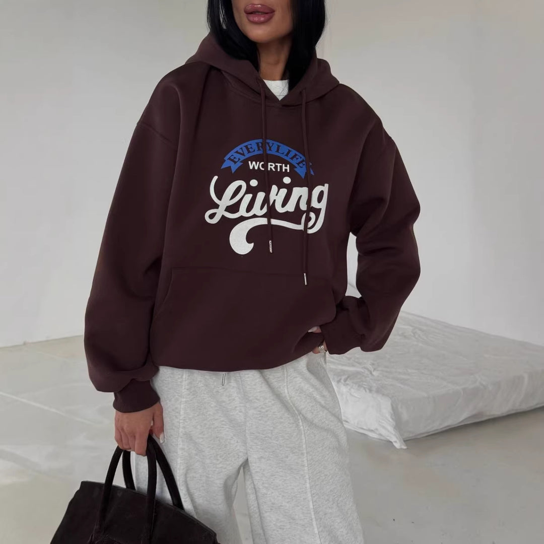 Dame casual hettegenser med originaltrykk og oversized snitt Skjora