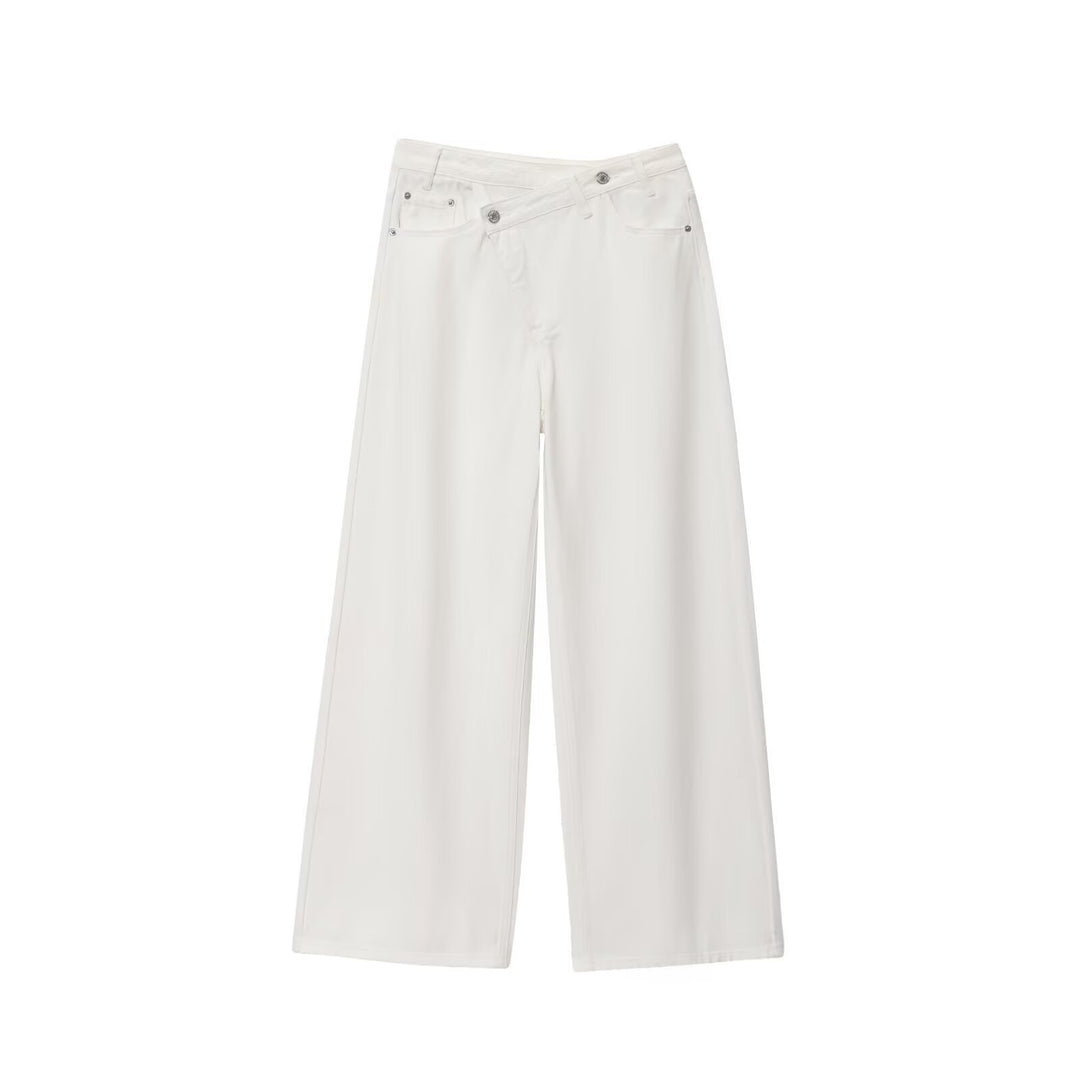 Damer løstsittende jeans med asymmetrisk knapplukking og høy midje Skjora