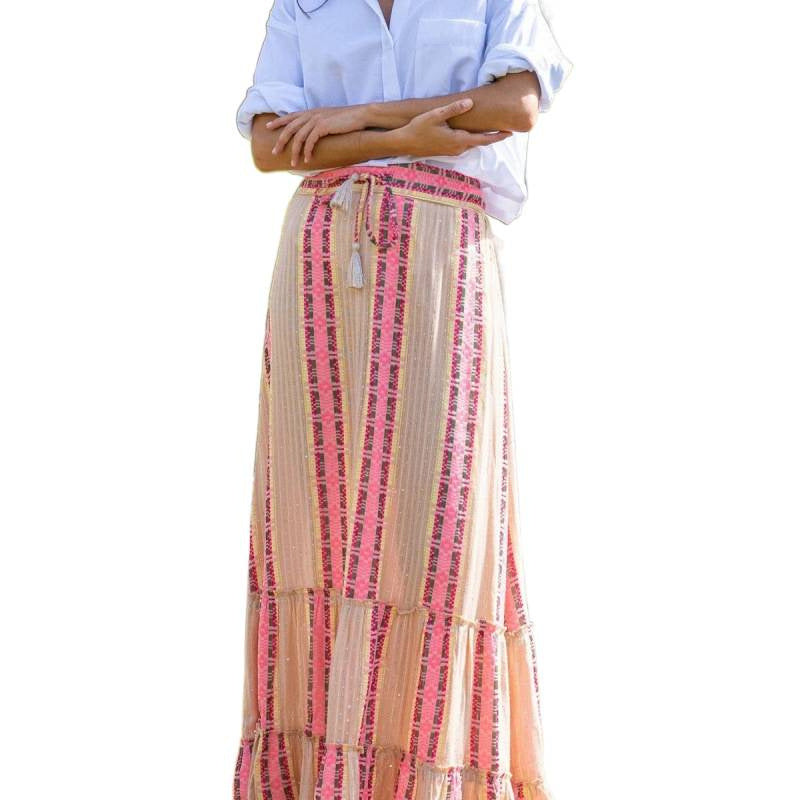 Women's maxi dress with cheerful pattern Skjora