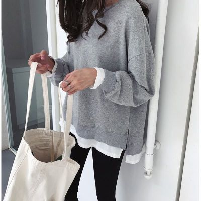 Kvinne Casual Sweatshirt med Løs Passform og Moderne Detaljer