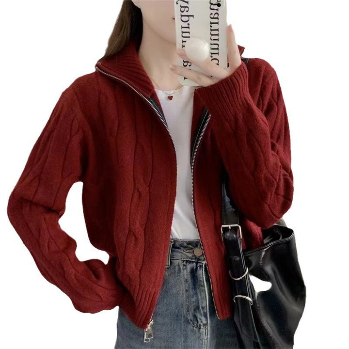 Dame zip cardigan med snor Skjora