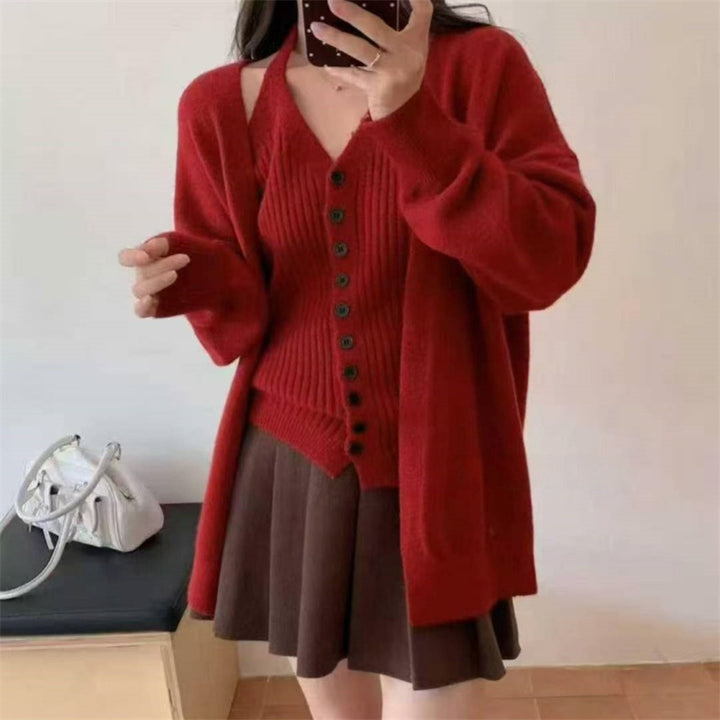 Kvinne chunky strikket cardigan med avtakbare ermer og knapp detaljer Skjora