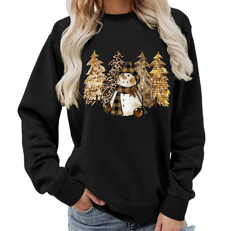 Dame sweatshirts med kreativ snømanndesign og myk fôr Skjora