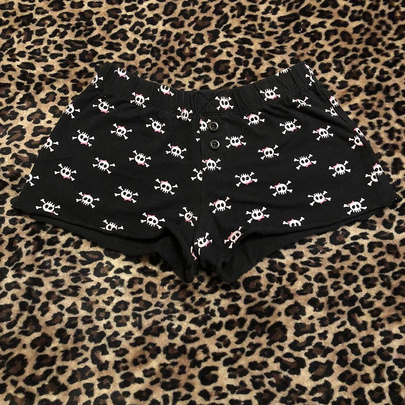 Dame bomullboxershorts med hodeskallemønster Skjora